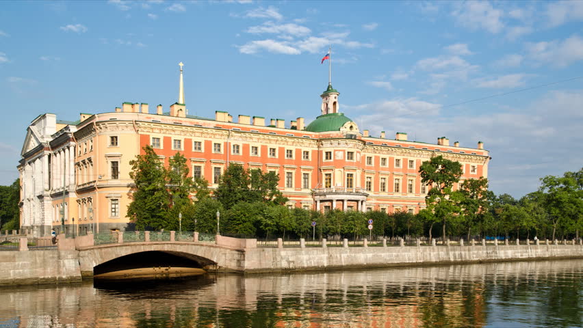 The Mikhailovsky Palace, St. Petersburg, Russia (timelapse) Stock