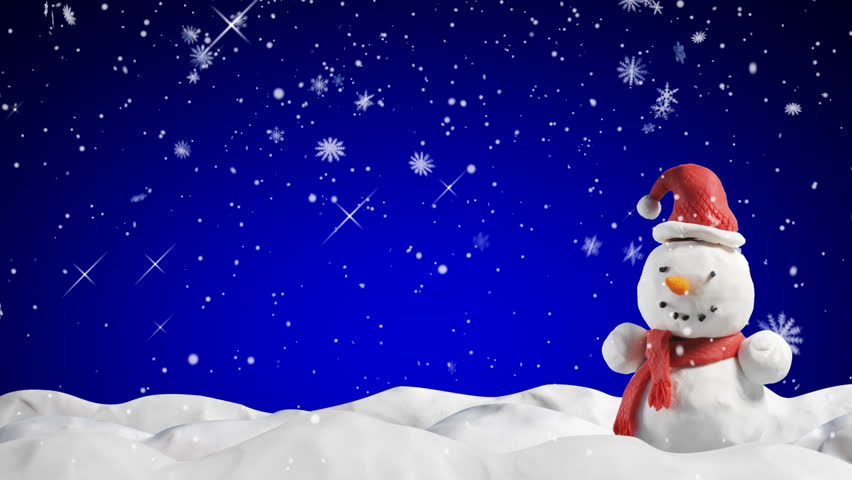 Christmas Snowman Salutation, Animated Greeting Card, 3d Cartoon