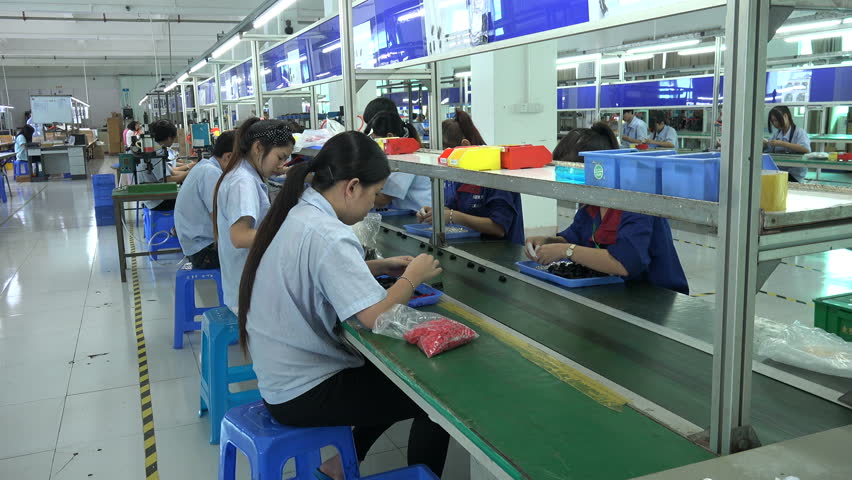 China October 2013 Chinese Workers Producing Pcbs On Modern Factory Assembly Line Mainland 9571