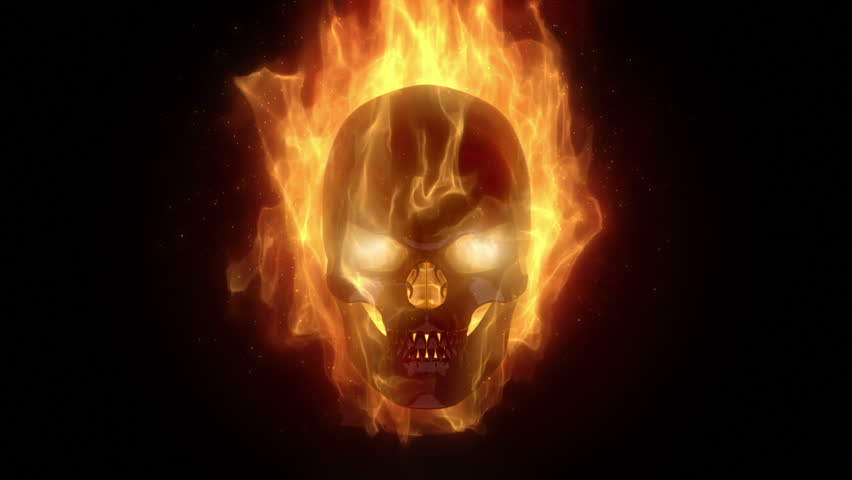 Burning Skull Head With Particles Stock Footage Video 1731268