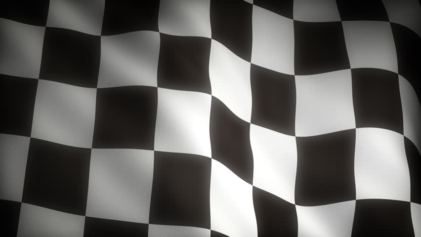 Highly Detailed Checkered Racing Flag With Fabric Texture Waving In The ...