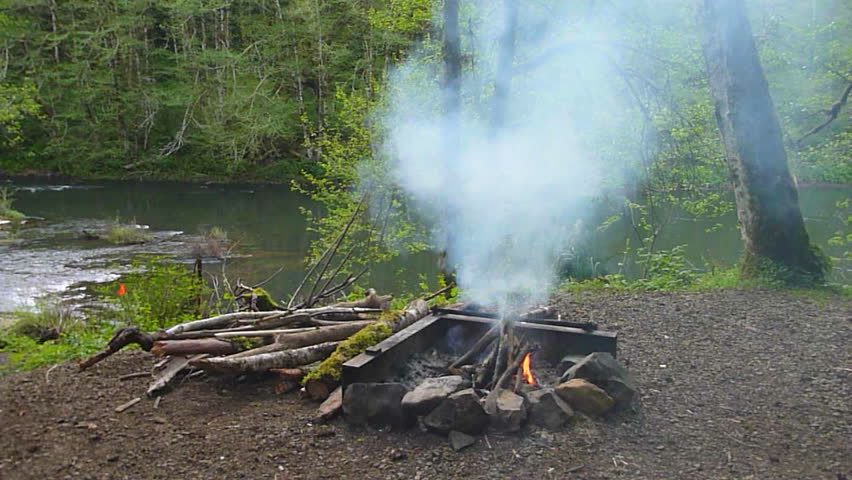 Campfire Smoking In The Pacific Northwest Oregon Stock Footage Video