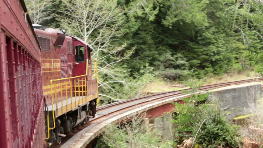 FT BRAGG CALIFORNIA APR 2013: Vintage Historic Railroad Train Over
