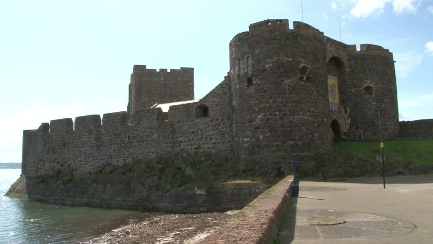 Historic Medieval Castle By The Sea Stock Footage Video 3901850