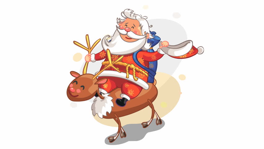 santa riding on reindeer rudolph christmas animation santa riding on reindeer rudolph christmas animation
