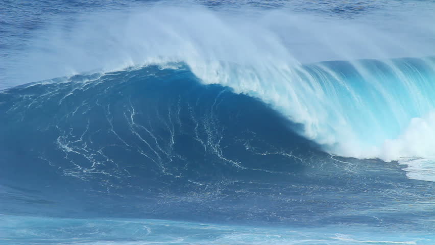 Beautiful Blue Giant Ocean Wave Crashing Stock Footage Video 5087042