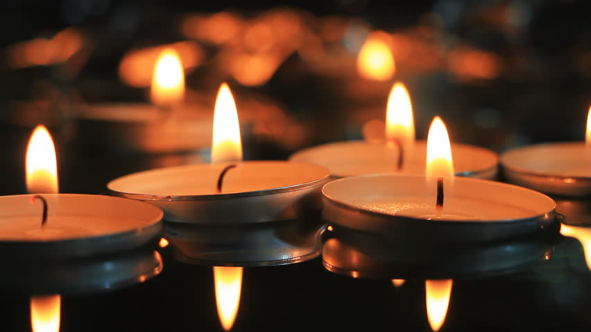 Composition With Burning Candles Slowly Floating In The Water. Stock 