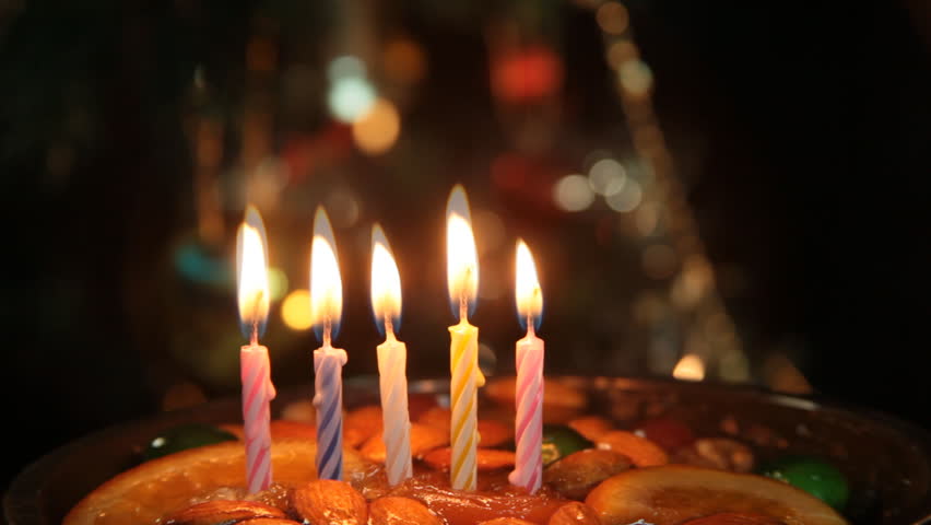Birthday Cake With Candle Light. Stock Footage Video ...