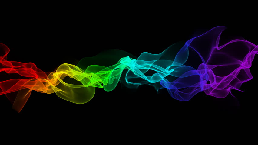 Rainbow Color Smoke Flowing Over Black Background ...