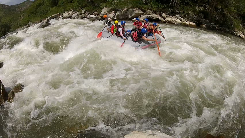 Pair Of Expert Kayakers Navigate Rapids On Idaho's Payette River 