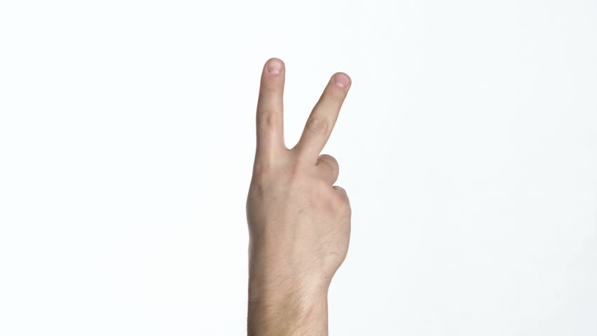 Closeup Man S Hand Showing Victory V Sign Isolated Stock Footage Video