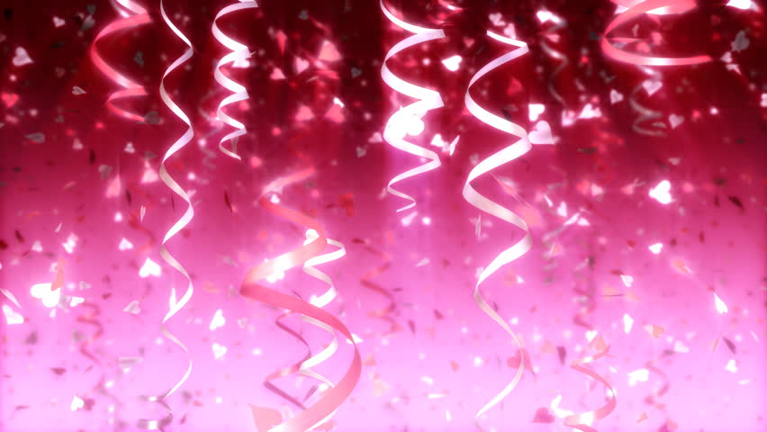 Falling Hearts And Confetti Looping Love Animated Background Stock