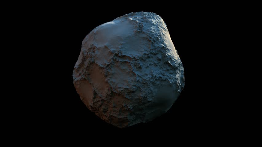 4k High Detailed Rotating Asteroid Or Meteor Texture, Isolated On Black