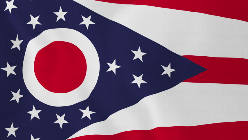 Seamless Loop Of The Ohio State Flag With Highly Detailed Fabric