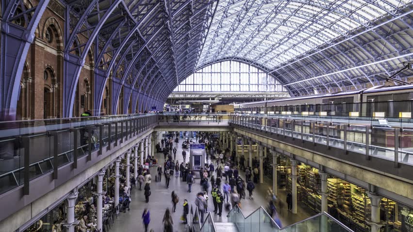 LONDON, UK - MAY 7: Timelapse View Of The Interior Of St Pancras ...