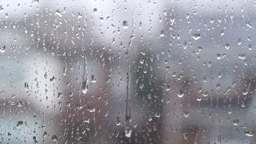 Rainy Blue Window. Rainstorm In The Suburbs. Raindrops On A Window ...