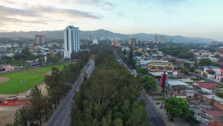 Rear Up Flight Over Guatemala City. Aerial Top View Stock Footage Video ...