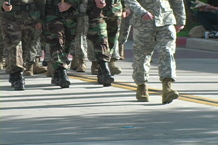 Soldiers Marching On A Paved Road. Stock Footage Video 136891 ...