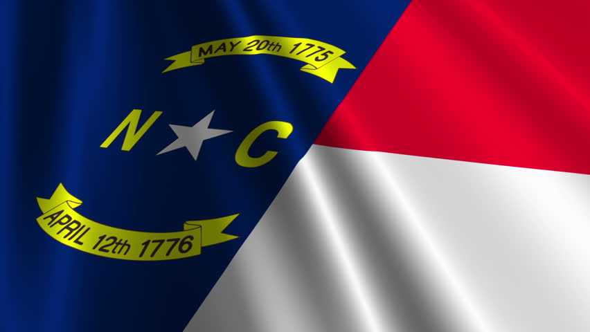 US State Flag Of North Carolina Gently Waving In The Wind. Seamless ...