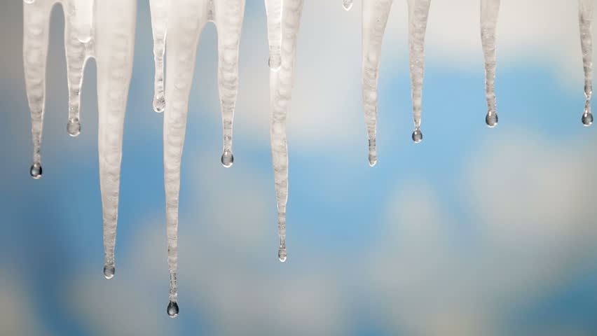 Melting Icicles Over Blue Sky Background Stock Footage Video 3608615 ...