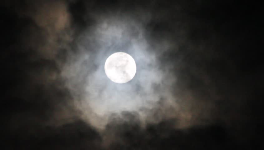 Bright Full Moon On Partly Cloudy Night. 1920 X1020 Full HD. Stock ...