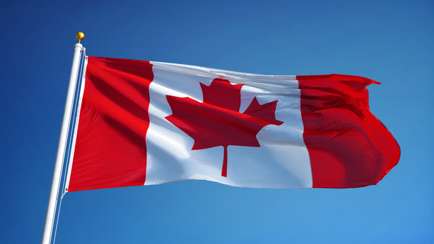 Canadian Flag On Flagpole Waving In The Wind, Not Graded. Stock Footage ...