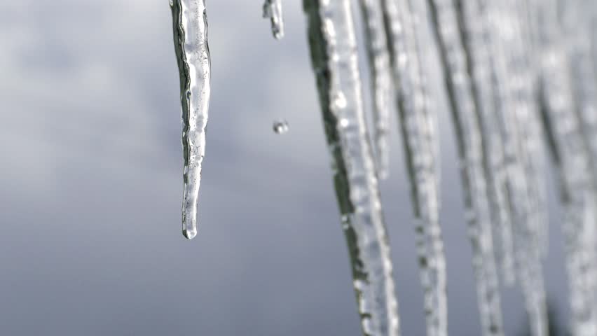 Close Up Icicles Slowly Melting In Winter Scene. Stock Footage Video ...