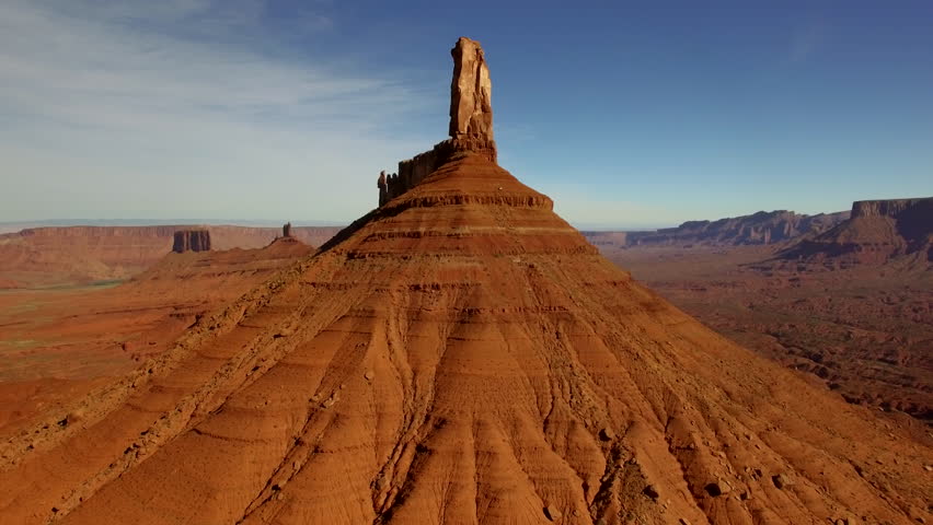 Aerial Video Of Castleton Tower In Castle Valley, Utah. Afternoon Light ...