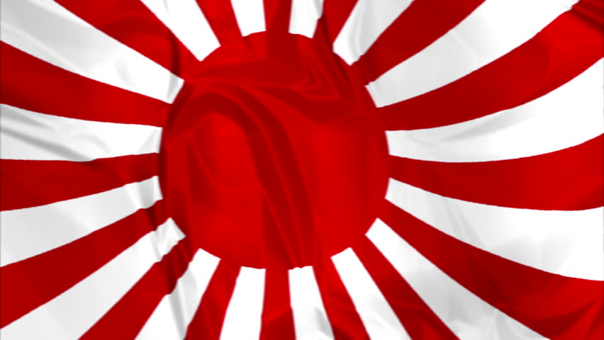 The Rising Sun Flag, The Military Flag Of Japan. Ragged And Waving Flag ...