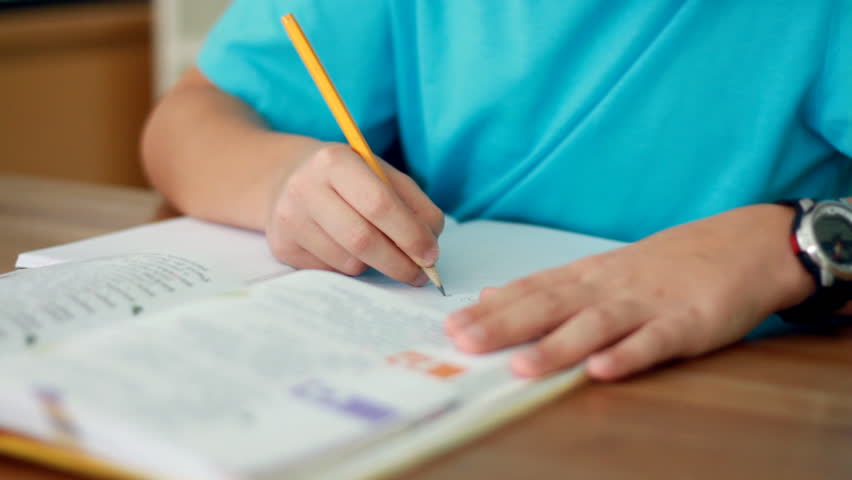 Boy Hands Doing Homework Stock Footage Video 1592677 - Shutterstock