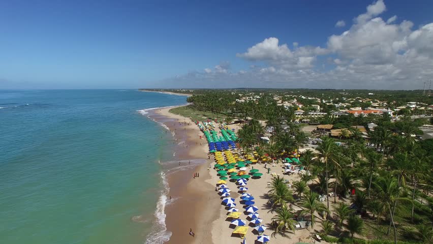 Guarajuba Beach In Salvador, Brazil With Crowds Of People Stock Footage ...