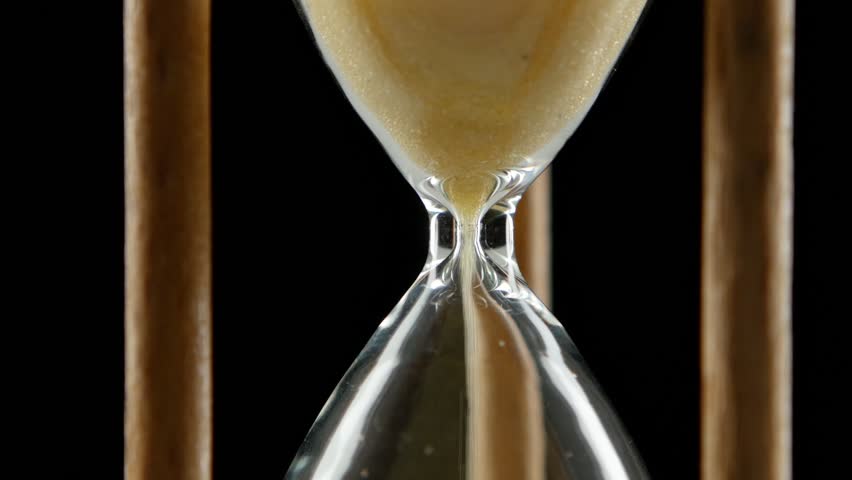 Hourglass Is Ticking. Yellow Sand. Black. Close Up Stock Footage Video ...