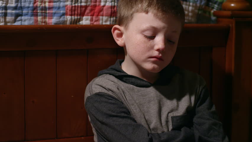 Sad Young Boy Sitting In His Room Alone Stock Footage Video 17404297 ...