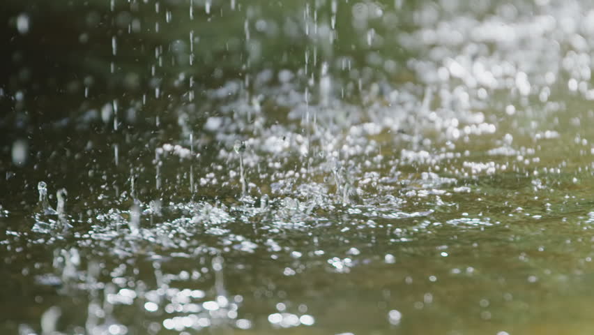 Rain Dripping Into A Puddle On Concrete Path Stock Footage Video ...