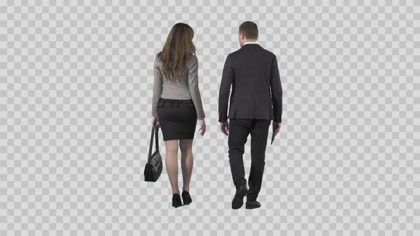 Man & Girl Stands In Winter Clothes. Back View. Cut Out On Transparent ...