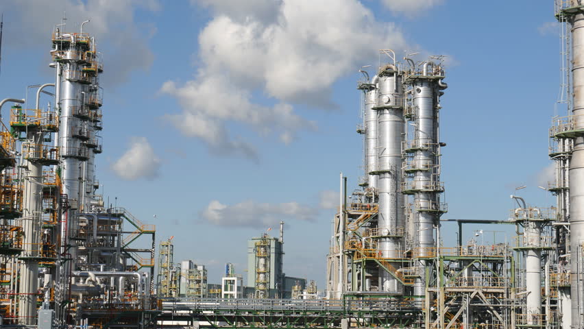 Factory Smoke Stack - Oil Refinery - Petrochemical Plant Stock Footage ...