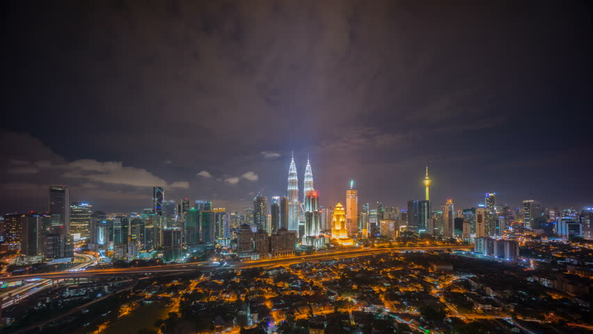 Time Lapse: Night View Of Kuala Lumpur City Overlooking The National ...