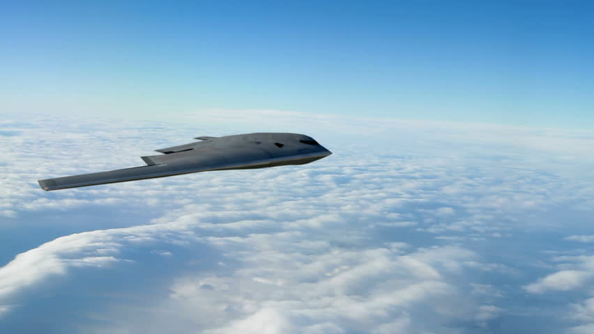 A B-2 Spirit Stealth Bomber Dropping A MOP Bunker Buster Bomb. Stock ...