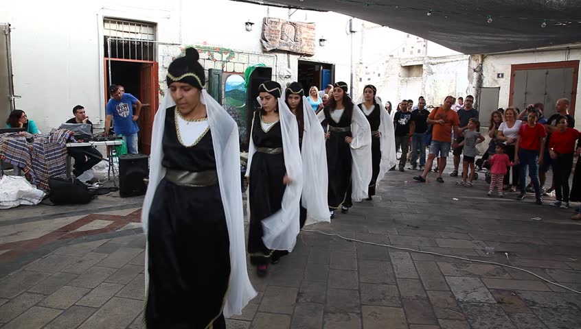 ISFIYA, ISRAEL - OCTOBER 01: Upbeat Modern Druze Females Dance Dabke ...