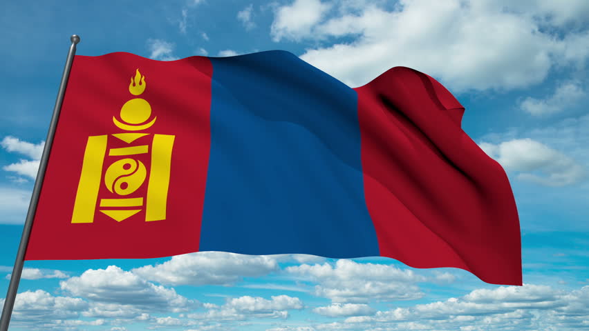 Mongolia Flag Waving Against Time-lapse Clouds Background Stock Footage ...