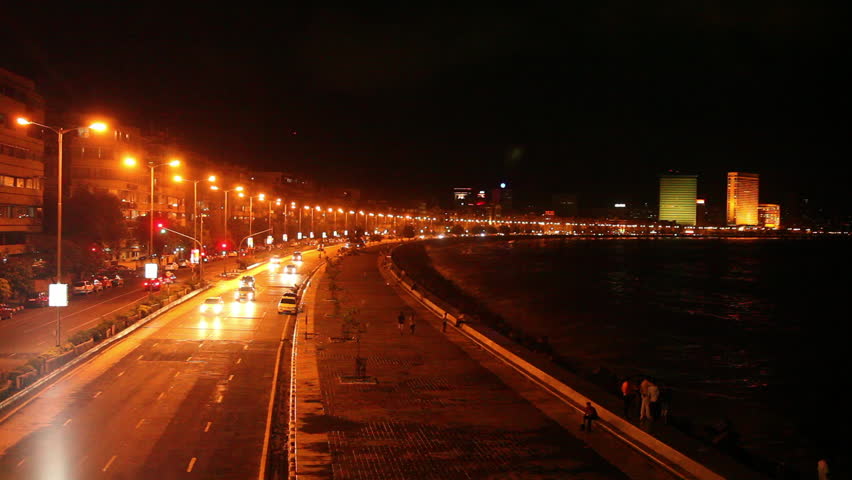 Time Lapse Shot Of A City Lit Up At Night, Marine Drive, Mumbai ...