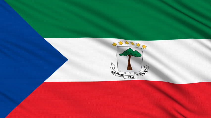 Equatorial Guinea Flag, With Real Structure Of A Fabric Stock Footage ...