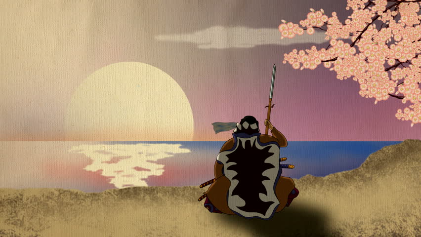 Samurai Sitting On The Shore Of The Ocean Stock Footage Video 372433 ...