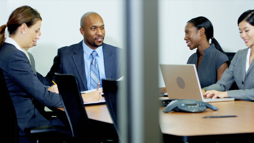 Male African American Sales Manager Giving Multi Ethnic Team Latest ...