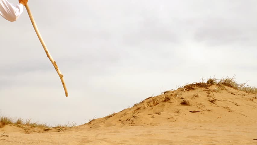 Old Man With Staff Walking In Desert Concept HD Stock Footage Video ...