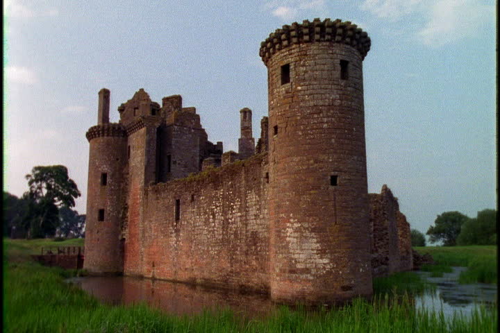 Caerlaverock Castle And Drawbridge, Surrounded By Moat In Dumfries ...