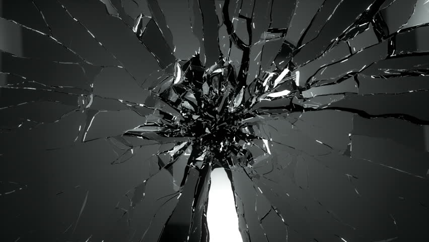 Cracked And Shattered Black Glass With Slow Motion. Alpha Is Included ...