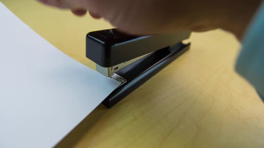 Business Man Stapling Papers Together Close Up. Paperless Office Still ...