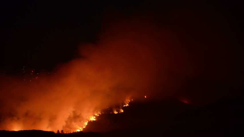 Time Lapse Of Large Forest Fire At Night - 4K, Ultra HD, UHD Resolution ...