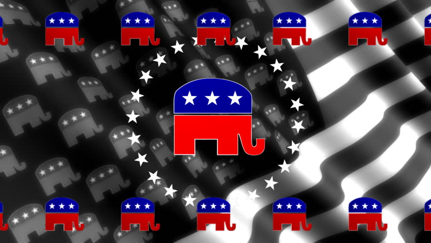 Looping Republican Party Symbol Crest Over Republican American Flag ...